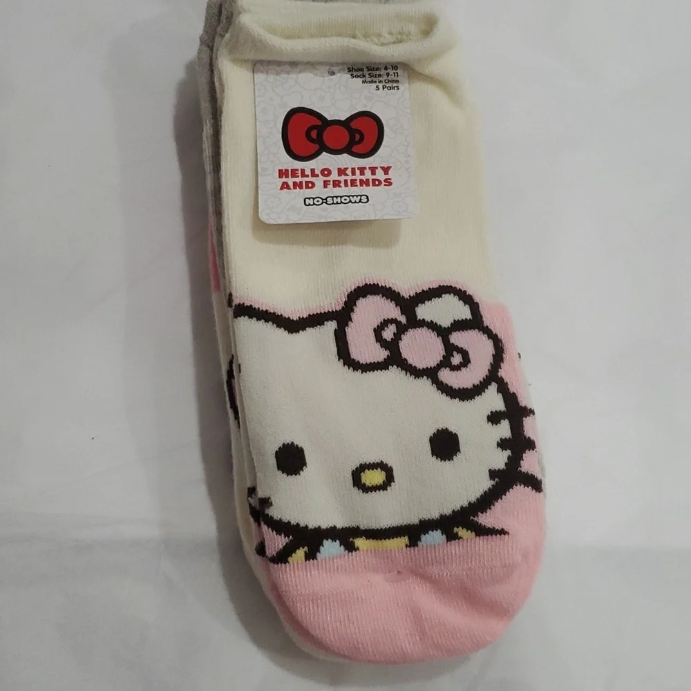 Hello Kitty assorted hello‎ kitty & friends printed no show socks, 5pairs new
